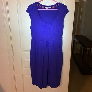 Boden Cobalt Blue Modal/Cotton Cap Sleeved Scoop Neck Knee-Length Dress Size 10L